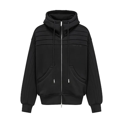 Feng Chen Wang AW24 Black Stitched Zip-Up Sweatshirt Unisex FUF18HD03B