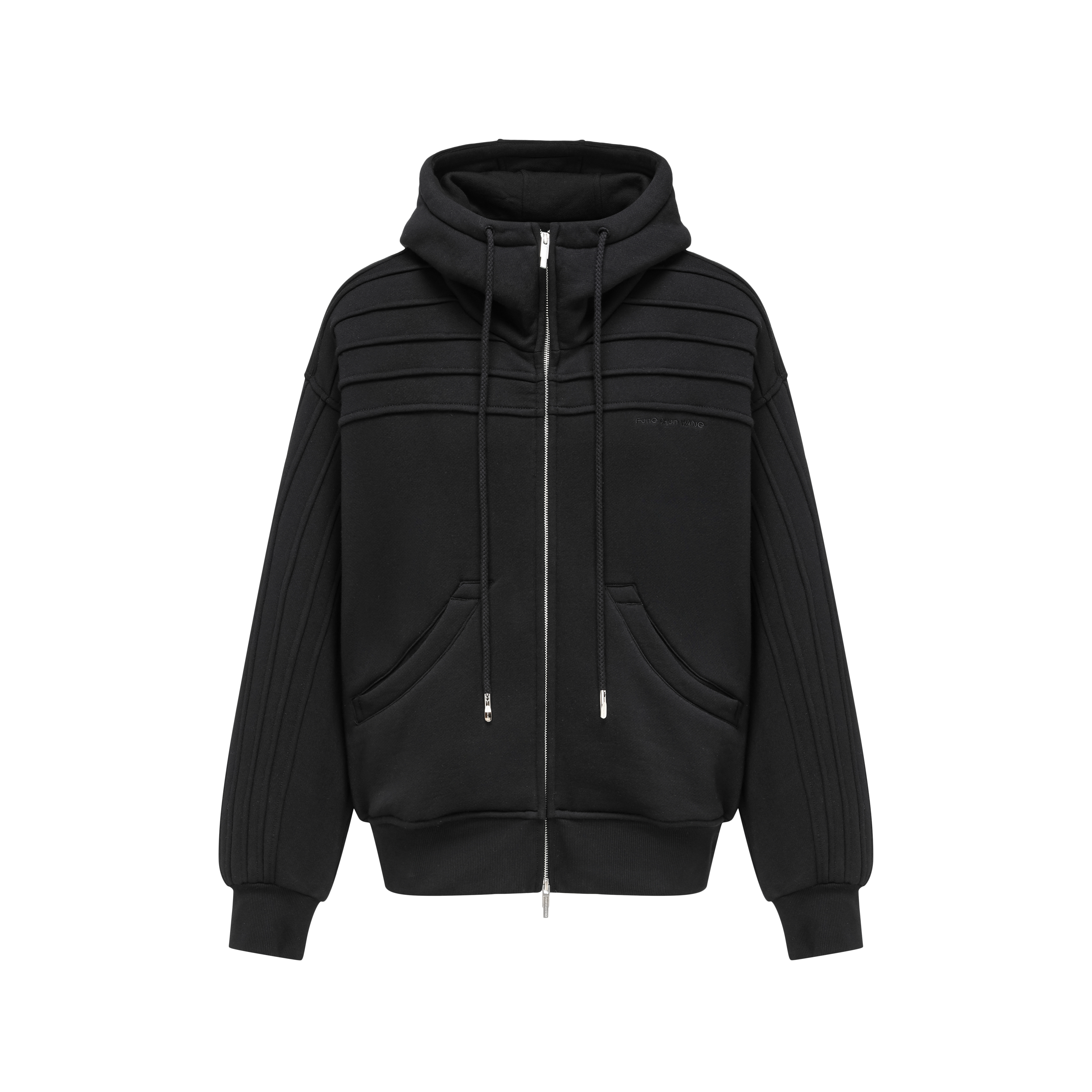 Order Sudadera Negra Unisex Feng Chen Wang AW24 con Cremallera y Costuras. FUF18HD03B