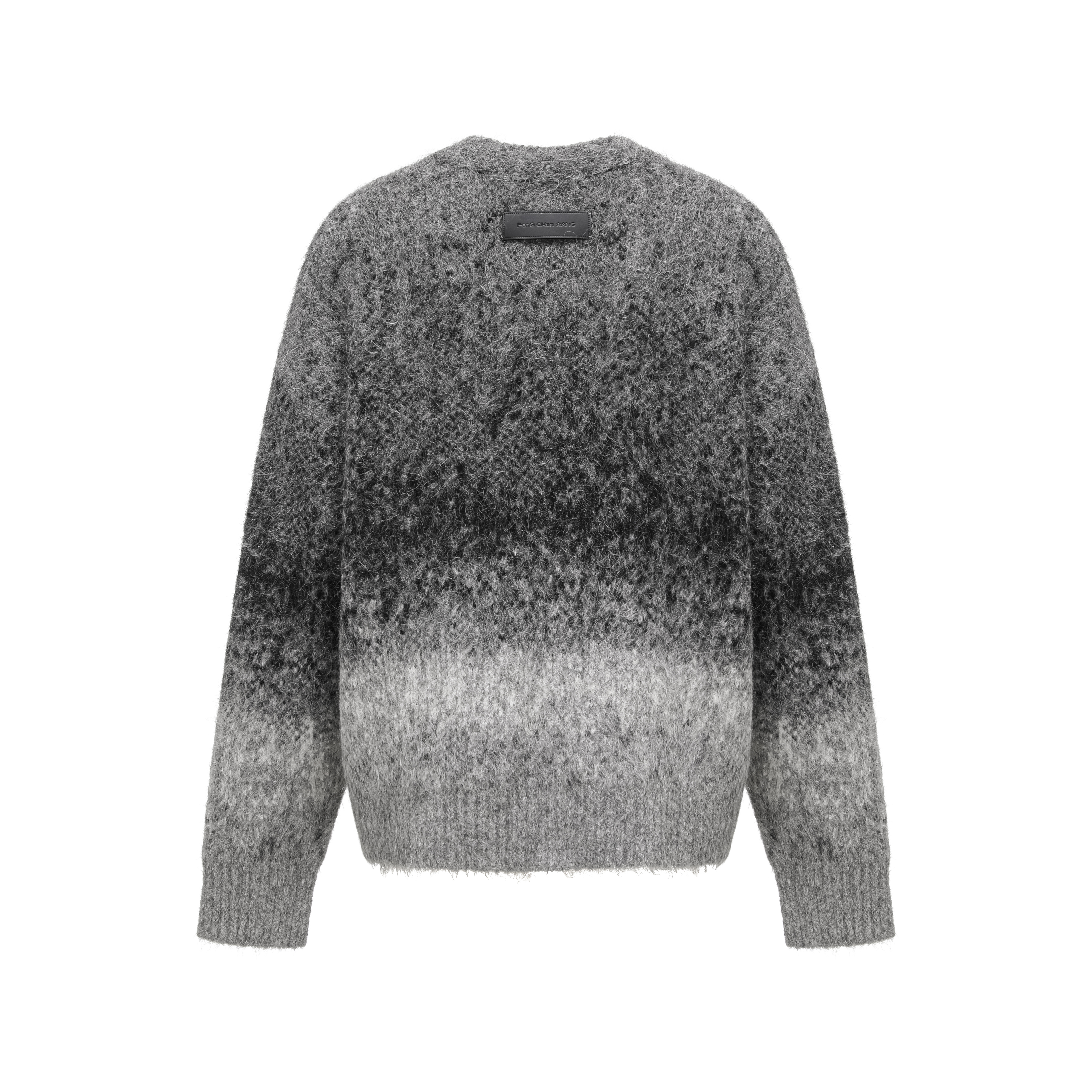 Lookbook Cárdigan Unisex Gris Oscuro Tie-Dye de Punto Feng Chen Wang AW24. FUF18KT05