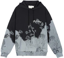 Feng Chen Wang Black Colorblock Landscape Print Embroidered Hoodie Men FF12HOO411 Feng Chen Wang Black Colorblock Landscape Print Embroidered Hoodie Men FF12HOO411