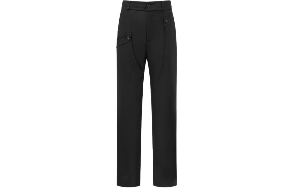 Feng Chen Wang Black Double-Waistband Straight-Leg Pants Mens. FMF16TR04