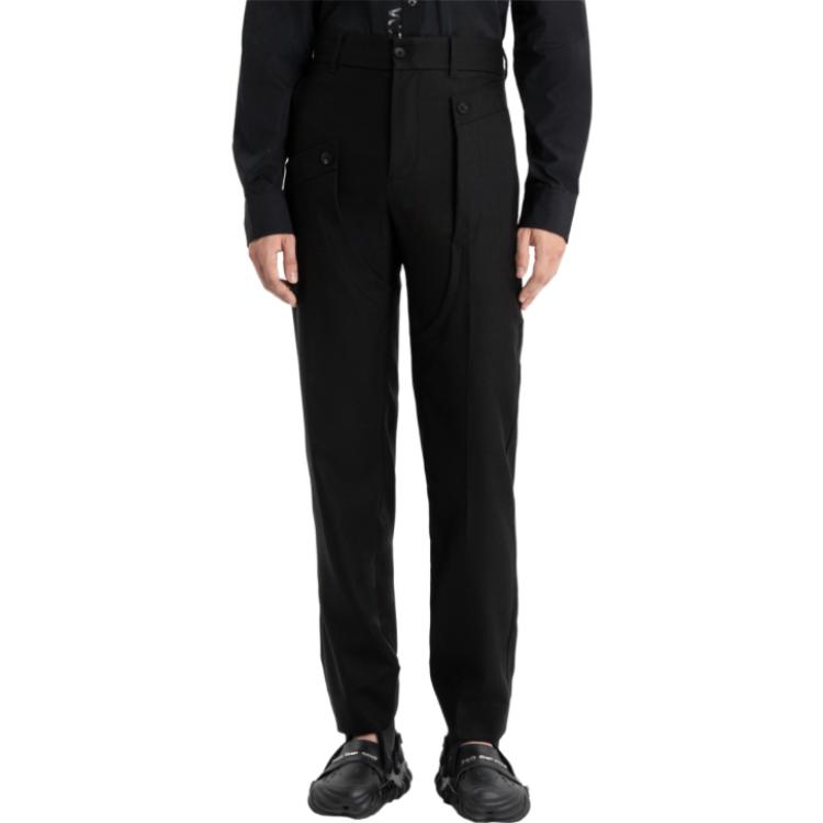 Lookbook Pantalones Hombre Feng Chen Wang Negro Cintura Doble Pierna Recta. FMF16TR04
