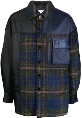 Feng Chen Wang Blue Plaid Patchwork Button-Up Jacket 18981178 Buy Feng Chen Wang Blue Plaid Patchwork Button-Up Jacket 18981178