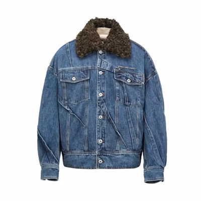 Feng Chen Wang Detachable Pleated Denim Jacket Men’s Casual Blue Coat FF12JAC126