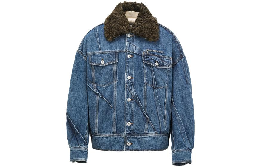 Order Chaqueta Desmontable Feng Chen Wang de Mezclilla Plisada Azul para Hombre. FF12JAC126