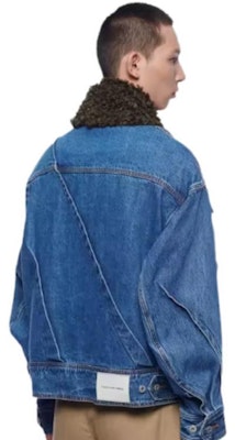 Chaqueta Desmontable Feng Chen Wang de Mezclilla Plisada Azul para Hombre. FF12JAC126 Shop Chaqueta Desmontable Feng Chen Wang de Mezclilla Plisada Azul para Hombre. FF12JAC126