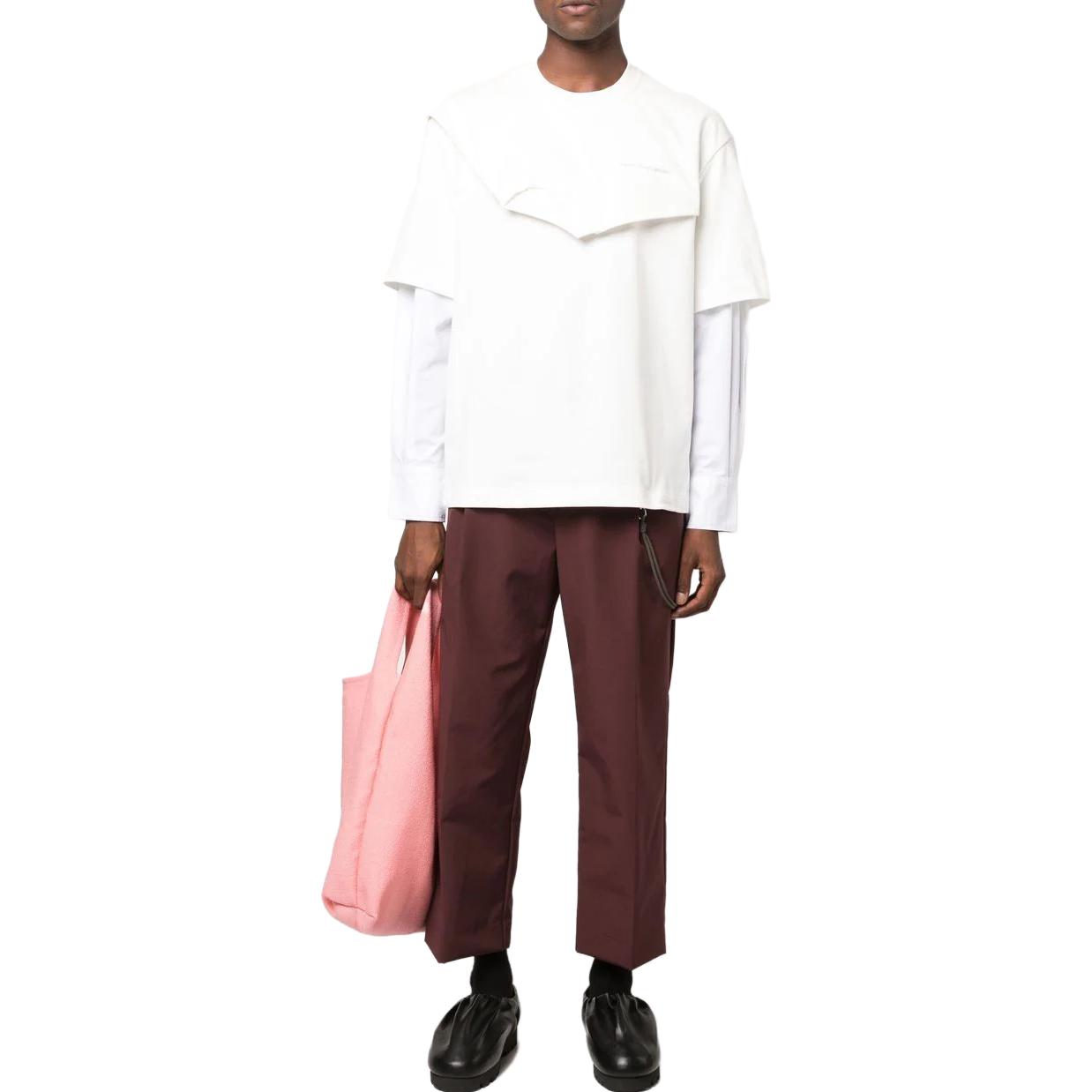 Lookbook Sudadera Blanca de Manga Larga con Capas y Bordado Feng Chen Wang. FMF14SS04