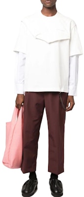 Sudadera Blanca de Manga Larga con Capas y Bordado Feng Chen Wang. FMF14SS04 Lookbook Sudadera Blanca de Manga Larga con Capas y Bordado Feng Chen Wang. FMF14SS04