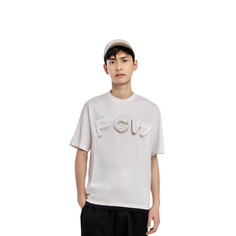 Cheap 馮晨汪 FW21 3D字母寬鬆款中性白色T恤 FF12TSH711