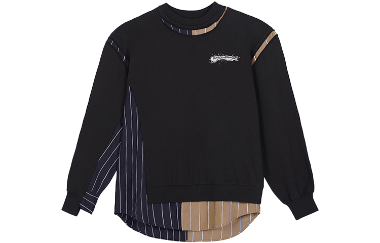 Feng Chen Wang FW21 Black Loose Fit Deconstructed Crewneck Sweatshirt Unisex FF12SWE302B