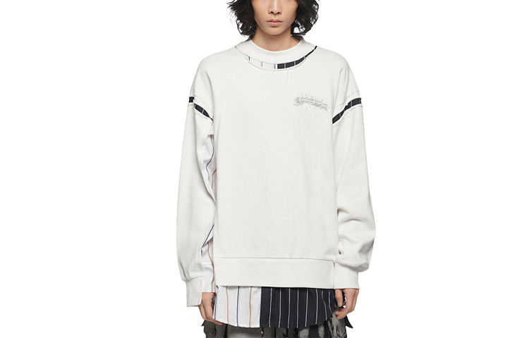 Feng Chen Wang FW21 Deconstructed Crewneck Sweatshirt Unisex White FF12SWE302