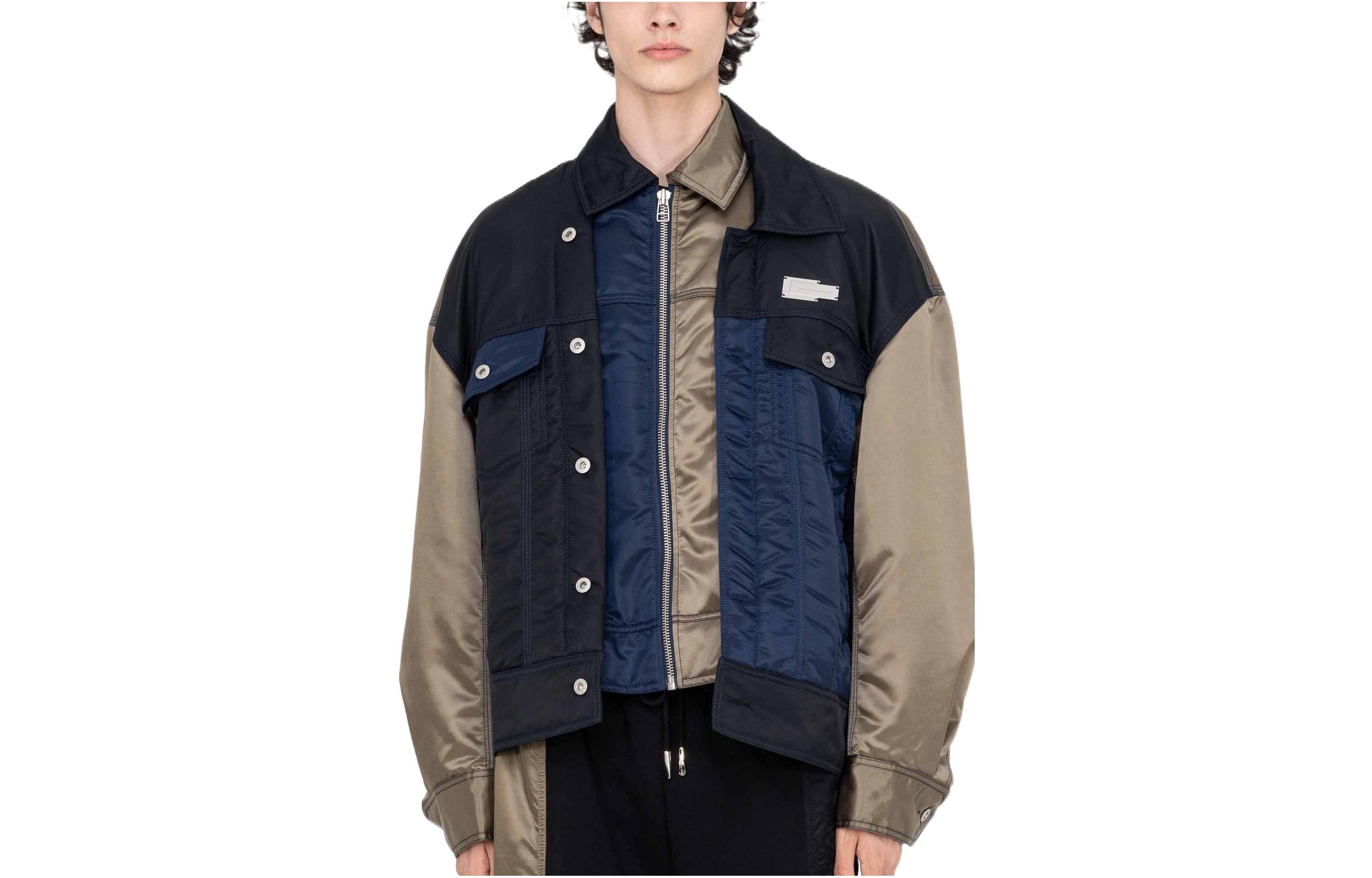 Feng Chen Wang FW22 Black Zip Design Patchwork Jacket DSC04222