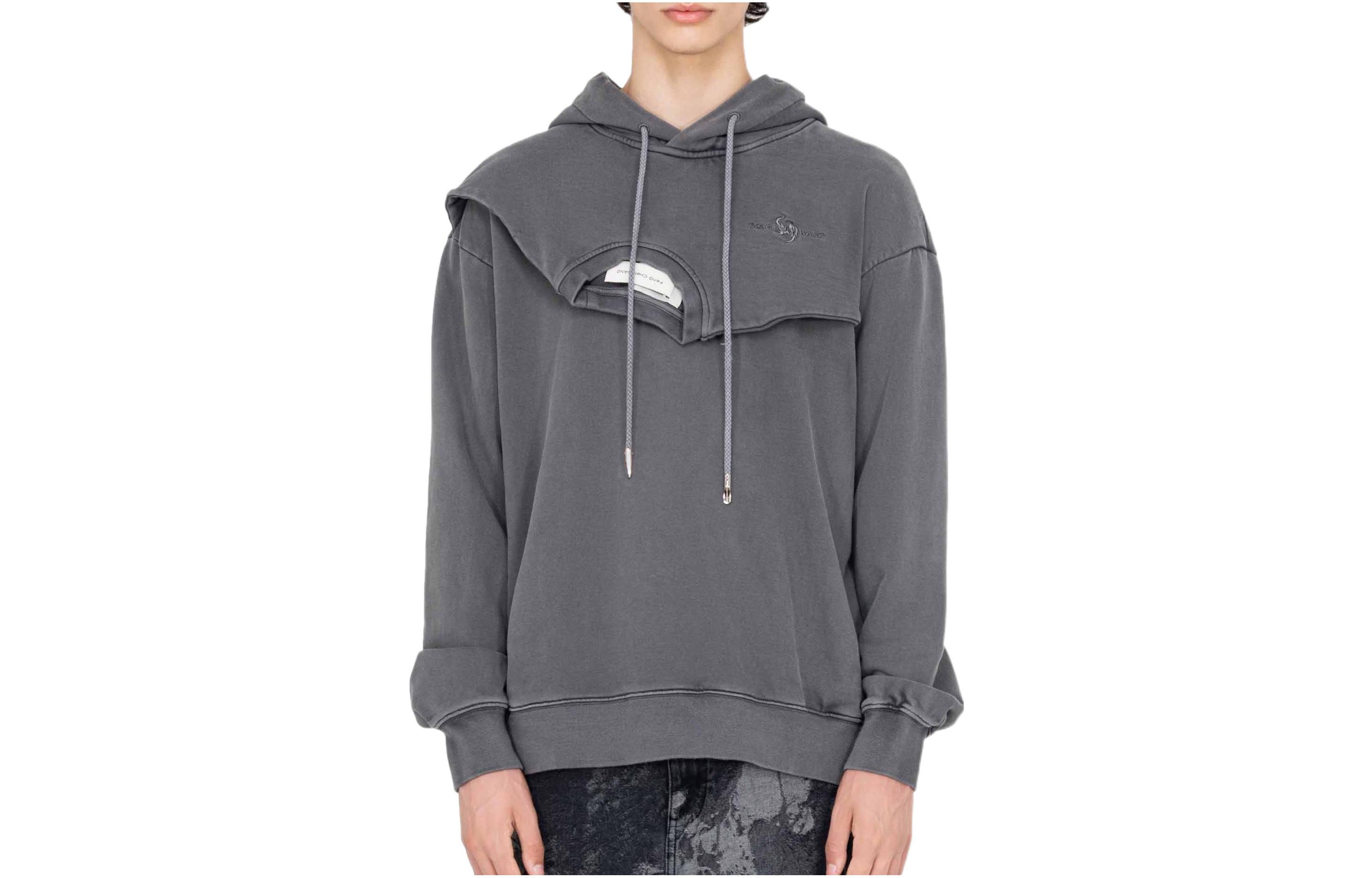 Feng Chen Wang FW22 Deconstructed Patchwork Hoodie Grey FMF14HDO4G