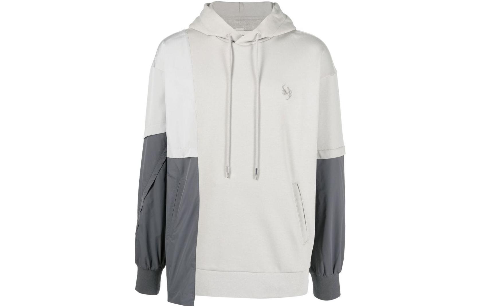 Feng Chen Wang FW22 Logo Embroidered Patchwork Hoodie Black/White FMS13HD06GRAY-DARK