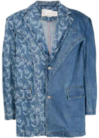 Feng Chen Wang FW22 Solid Pattern Printed Button Jacket Blue Mens FMS13JK09BLUE Feng Chen Wang FW22 Solid Pattern Printed Button Jacket Blue Mens FMS13JK09BLUE