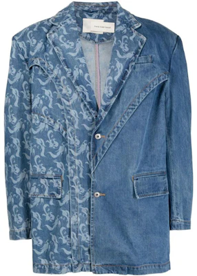 Feng Chen Wang FW22 Solid Pattern Printed Button Jacket Blue Mens FMS13JK09BLUE Buy Feng Chen Wang FW22 Solid Pattern Printed Button Jacket Blue Mens FMS13JK09BLUE