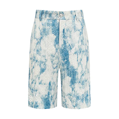 Feng Chen Wang Gradient Pleated Mid-Waist Casual Shorts Blue Unisex. FUS17ST03
