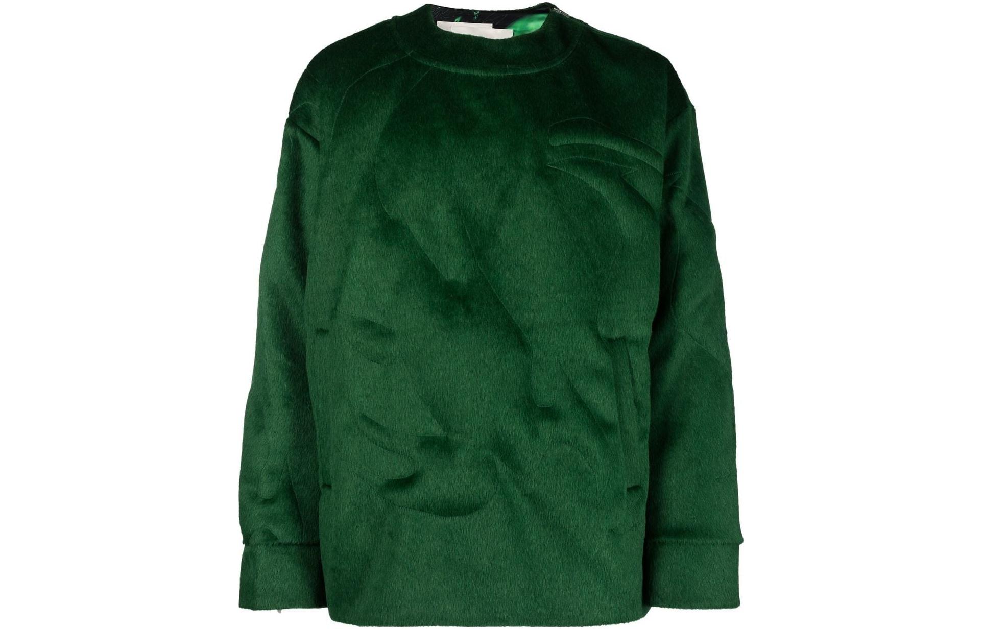 Feng Chen Wang Graphic Print Split Hem Green Oversized Sweatshirt Mens FUF14SS01GREEN