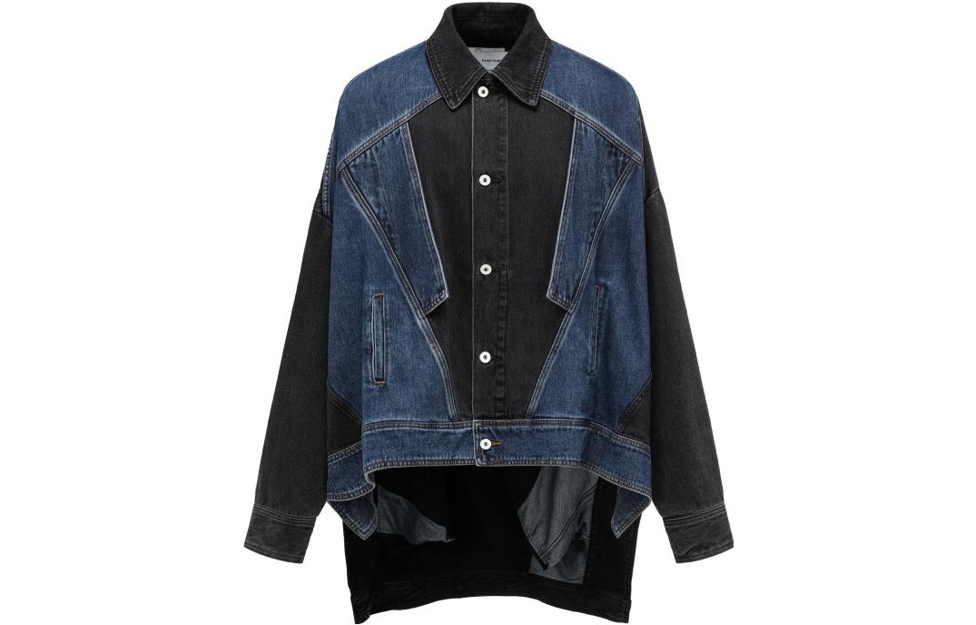 Feng Chen Wang Patchwork Oversized Denim Jacket Men’s Blue/Black FMF16JK09