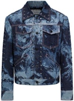 Feng Chen Wang Phoenix Print Studded Denim Jacket Unisex Deep Blue. FUF16JK06 Feng Chen Wang Phoenix Print Studded Denim Jacket Unisex Deep Blue. FUF16JK06
