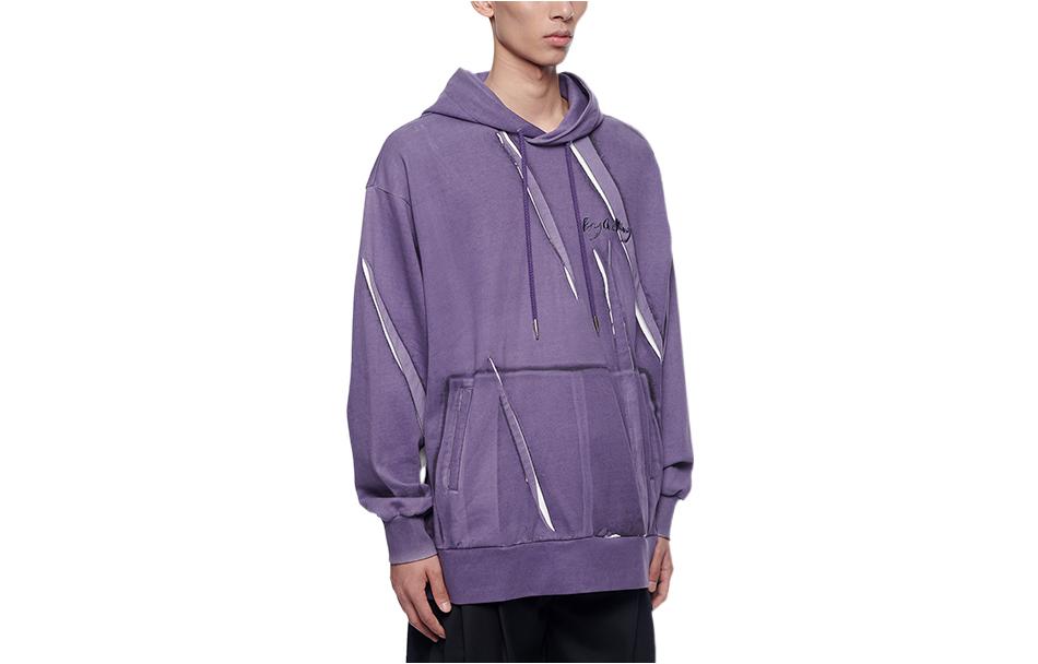 Feng Chen Wang Purple Logo Embroidered Pleated Hoodie Unisex FF12HOO402P