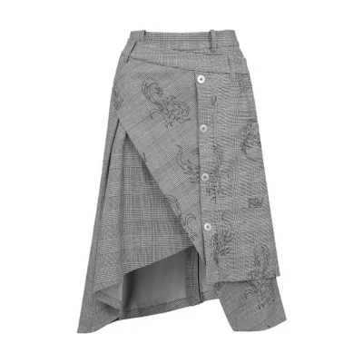 Feng Chen Wang Quilted Embroidered Casual Skirt - Minimalist Fashion Style FWF14SK09