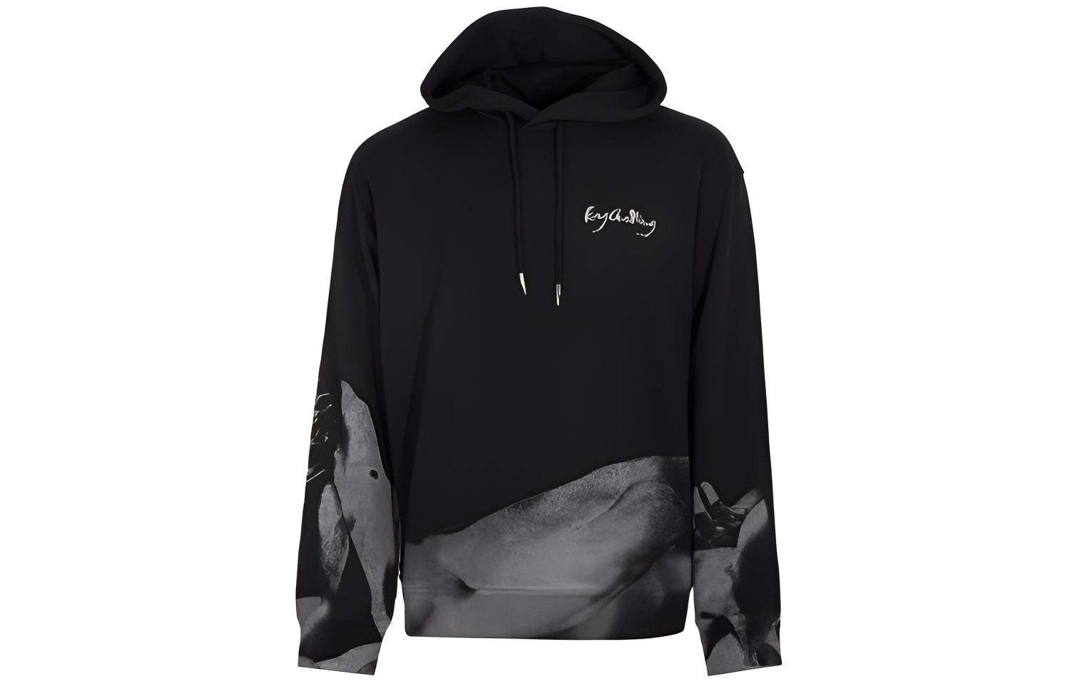 Feng Chen Wang SS21 Art Print Embroidered Logo Hoodie Black () FS11HOO406