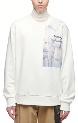Feng Chen Wang SS21 Denim Print Patchwork Long Sleeve Pullover Hoodie White Men FS11SWE308 Buy Feng Chen Wang SS21 Denim Print Patchwork Long Sleeve Pullover Hoodie White Men FS11SWE308