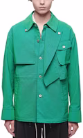 Feng Chen Wang SS21 Green Deconstructed Cotton Twill Drawstring Jacket Men FS11JAC128 Feng Chen Wang SS21 Green Deconstructed Cotton Twill Drawstring Jacket Men FS11JAC128