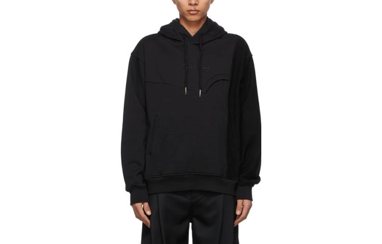 Feng Chen Wang SS21 Logo Embroidered Pullover Hoodie Black Mens FS11HOO407