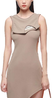 Vestido Midi Sin Mangas Línea A SS21 FENG CHEN WANG Punto Elástico Caqui FS11DRE1807 Lookbook Vestido Midi Sin Mangas Línea A SS21 FENG CHEN WANG Punto Elástico Caqui FS11DRE1807