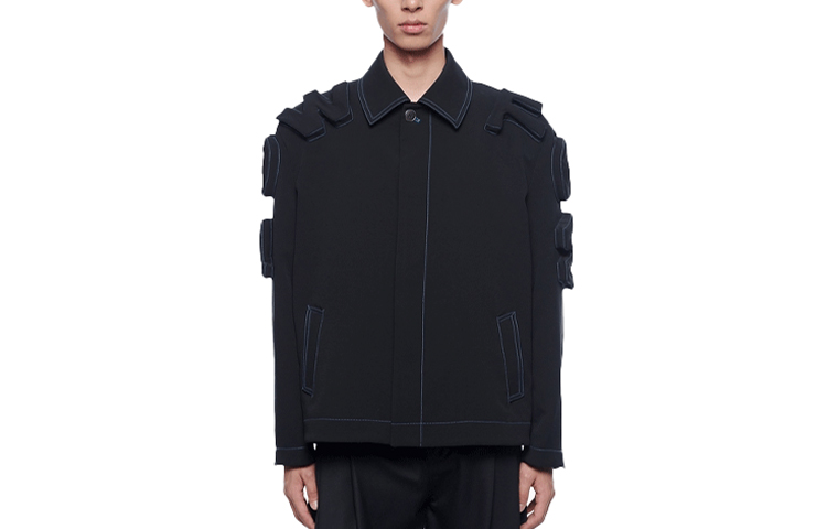 Feng Chen Wang SS22 3D Embroidered Letter Black Jacket FS13JAC110