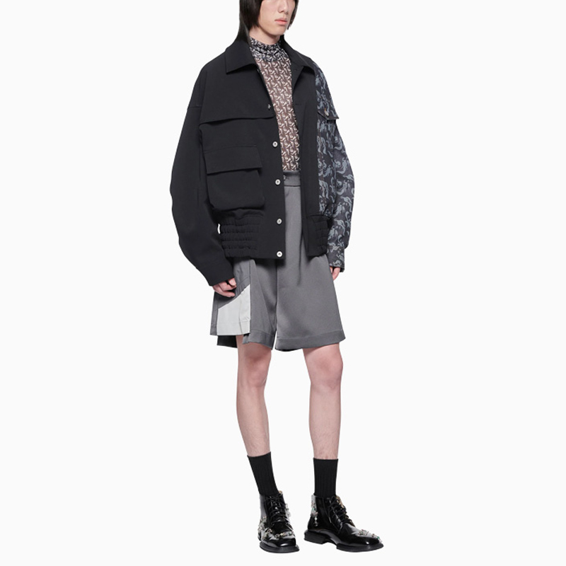 Lookbook FENG CHEN WANG SS22 Chaqueta Negra con Diseño de Malla de Lino. FMS13JK10