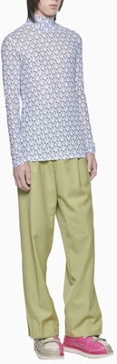 Pantalones Verdes Rectos con Cordón FENG CHEN WANG SS22 FMS13TR23 Shop Pantalones Verdes Rectos con Cordón FENG CHEN WANG SS22 FMS13TR23