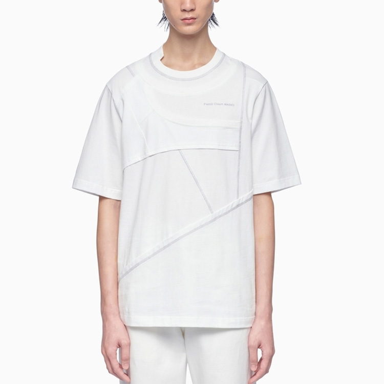 Purchase Feng Chen Wang SS22 Camiseta Blanca Deconstruida con Bloques de Color. FS13TSH709W