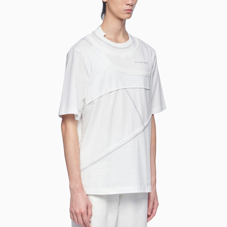 Details for Feng Chen Wang SS22 Camiseta Blanca Deconstruida con Bloques de Color. FS13TSH709W