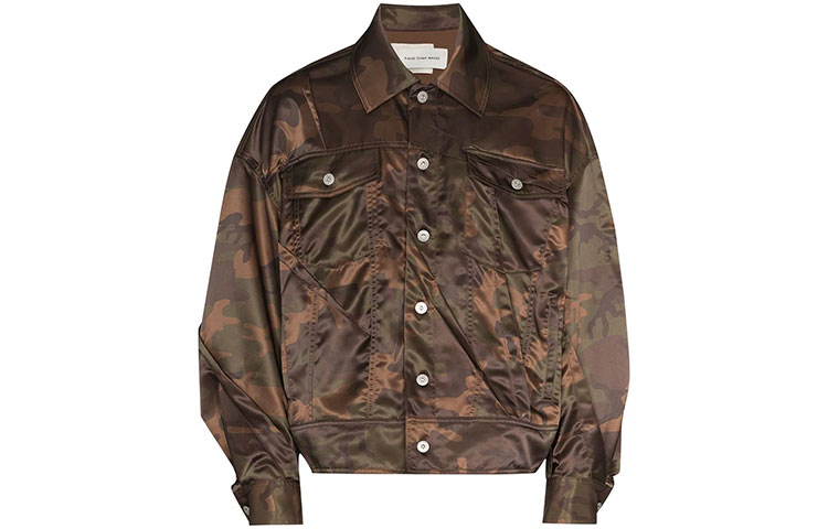 Order Chaqueta Marrón de Manga Larga con Pliegues y Estampado Camuflaje FENG CHEN WANG SS22. FS13JAC111