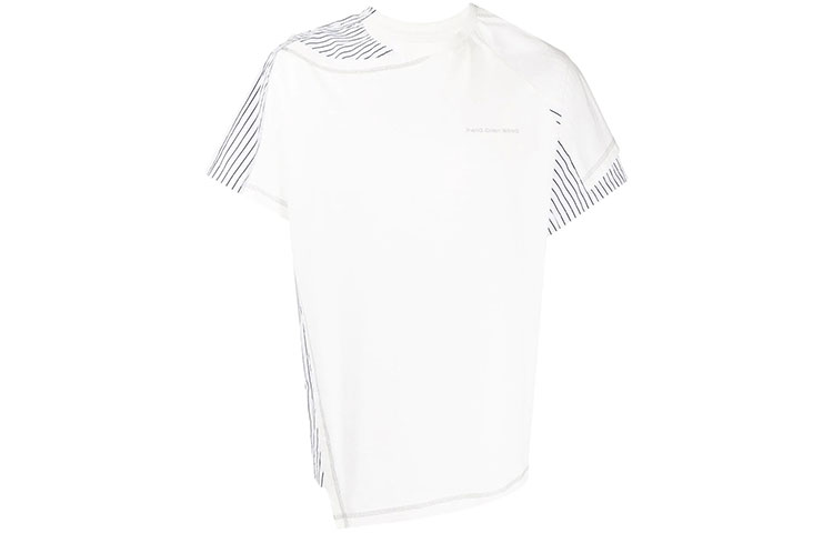 Feng Chen Wang SS22 Colorblock Deconstructed Crewneck Tee White  Shirt. FS13TSH710