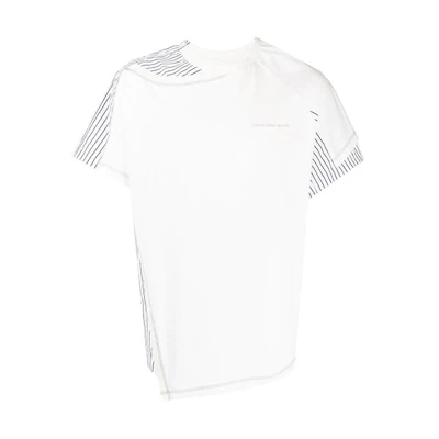 Feng Chen Wang SS22 Colorblock Deconstructed Crewneck Tee White Shirt. FS13TSH710