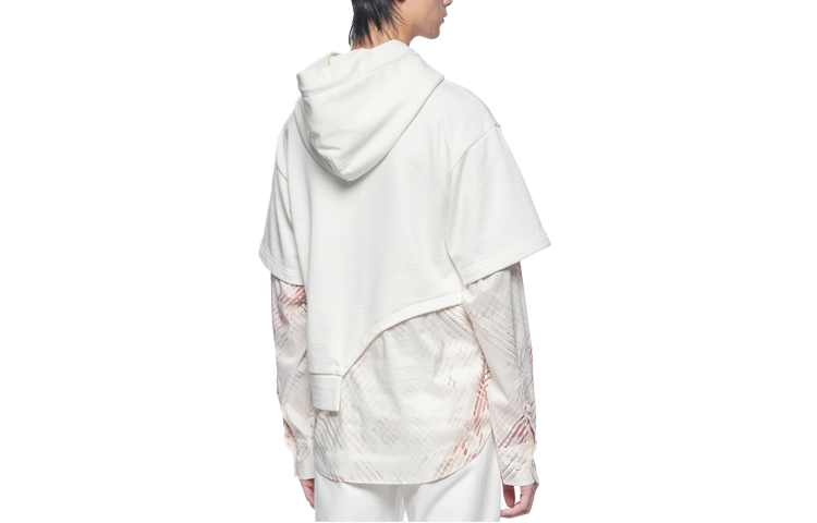Lookbook Feng Chen Wang SS22 拼接解構設計連帽衫 白色 男款 FS13HOO401