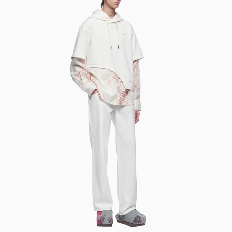 Shop Feng Chen Wang SS22 拼接解構設計連帽衫 白色 男款 FS13HOO401