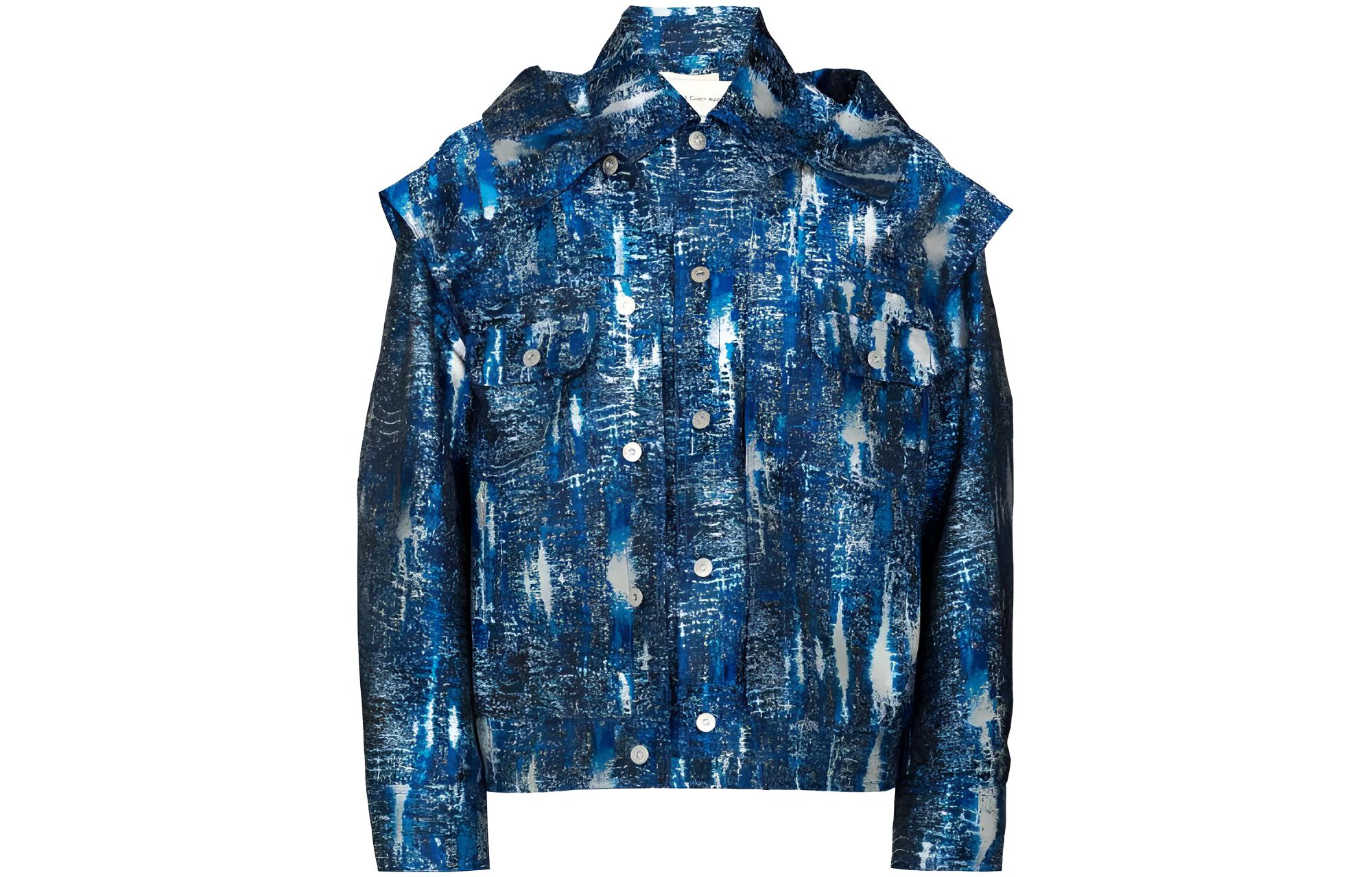 Feng Chen Wang SS22 Jacquard Double-Layer Button Jacket Blue FMS13JK19