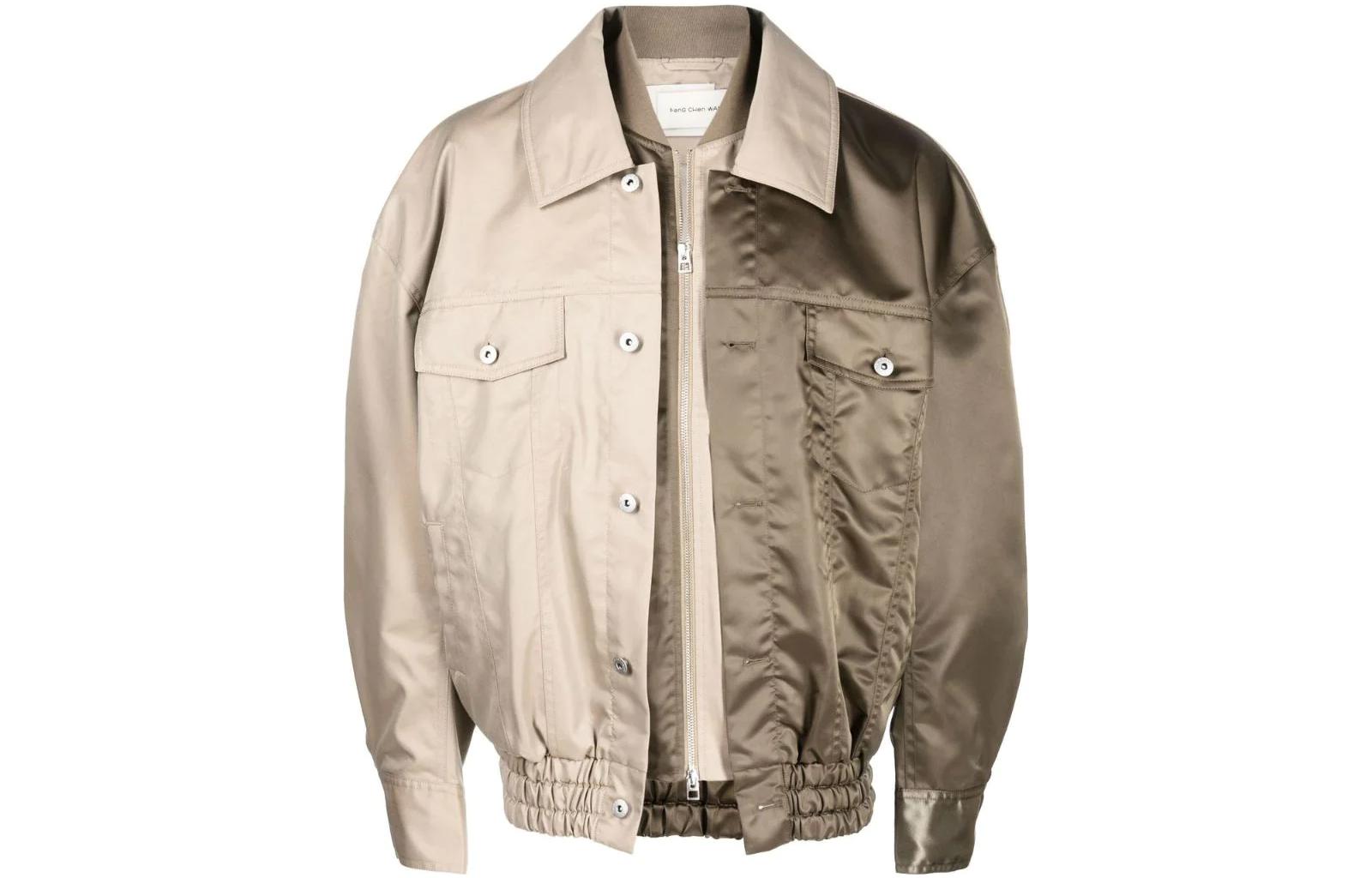 Feng Chen Wang SS22 Khaki Single-Breasted Long Sleeve Jacket Mens FMS13JK02KHAKI