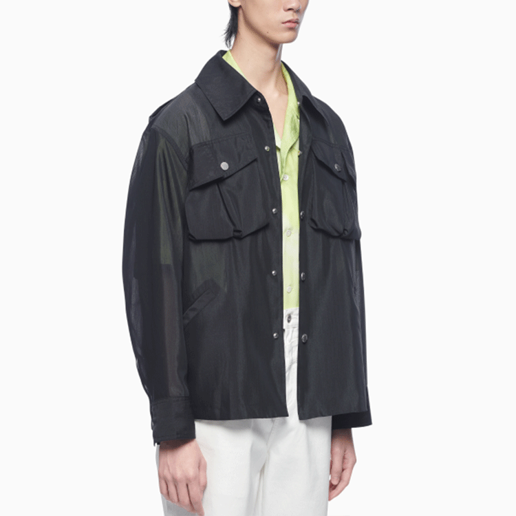 Purchase Chaqueta Negra de Manga Larga para Hombre Feng Chen Wang SS22 Multi-Bolsillo. FS13JAC105