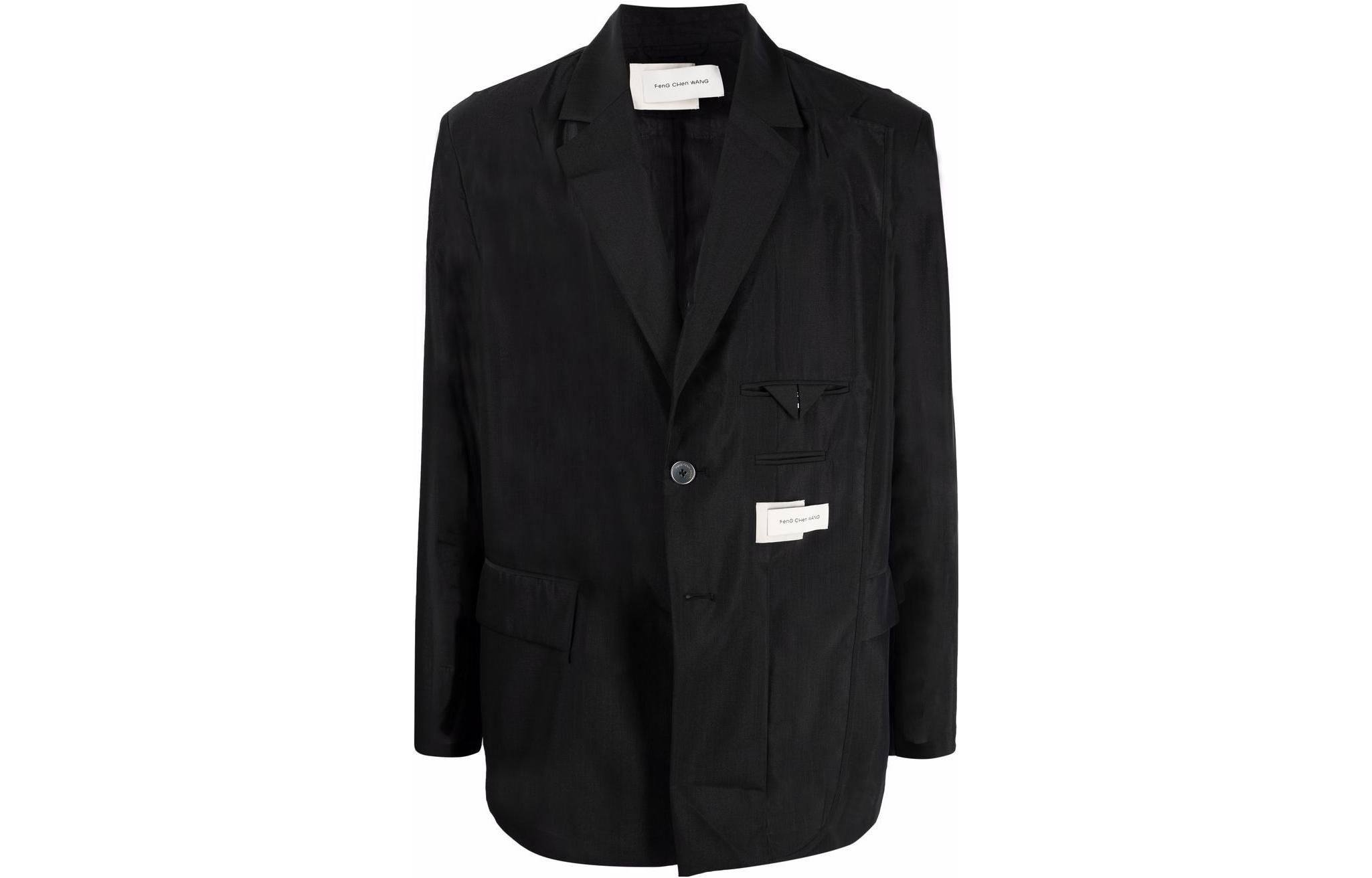 Feng Chen Wang SS22 Oversized Single-Breasted Blazer Jacket Black Menswear FS13JAC104