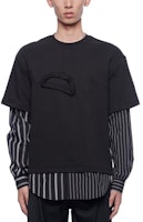 FENG CHEN WANG SS22 Striped Patchwork Pullover Hoodie Black . FS13SWE301B FENG CHEN WANG SS22 Striped Patchwork Pullover Hoodie Black . FS13SWE301B