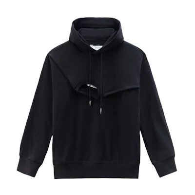 FENG CHEN WANG SS22 Two-in-One Double Collar Hoodie Black Menswear FMS13HD08