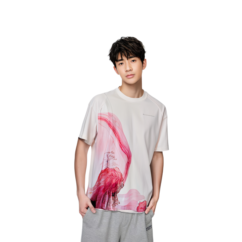 Shop Camiseta Manga Corta Acuarela FENG CHEN WANG SS22 Blanca para Hombre. FMS13TS09