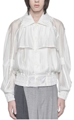 Chaqueta elástica blanca con botones FENG CHEN WANG SS22 estilo translúcido. FMS13JK17 Order Chaqueta elástica blanca con botones FENG CHEN WANG SS22 estilo translúcido. FMS13JK17