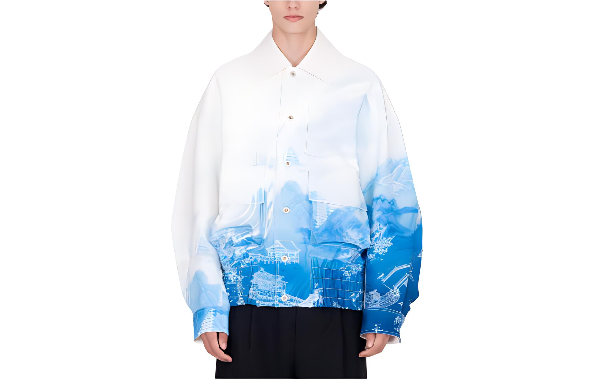 Feng Chen Wang SS23 Chinese Painting Print Oversized Button-Up Jacket Mens FUF14JK20